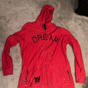 Black Label Red Zip-Up Sweater with 'Dream' Design